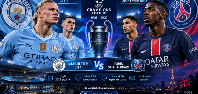 مباراة مانشستر سيتي وباريس سان جيرمان والقنوات الناقلة والتشكيل المتوقع | دوري أبطال أوروبا